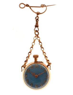 Lot 235 - Blue guilloche enamel fob watch