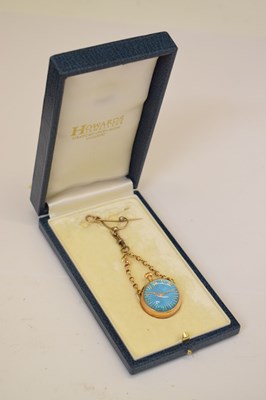 Lot 235 - Blue guilloche enamel fob watch