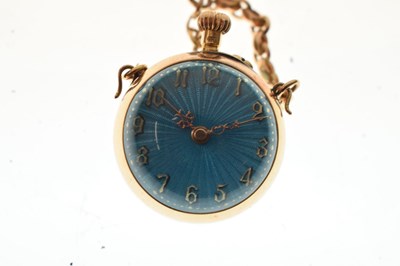 Lot 235 - Blue guilloche enamel fob watch