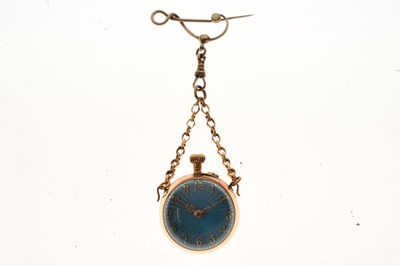 Lot 235 - Blue guilloche enamel fob watch