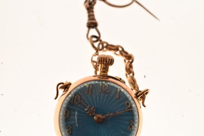 Lot 235 - Blue guilloche enamel fob watch