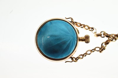 Lot 235 - Blue guilloche enamel fob watch