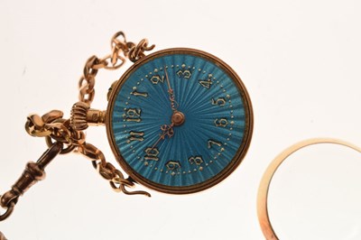 Lot 235 - Blue guilloche enamel fob watch