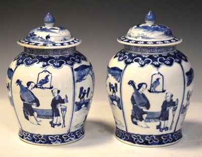 Lot 299 - Pair of Chinese porcelain blue and white ginger jars