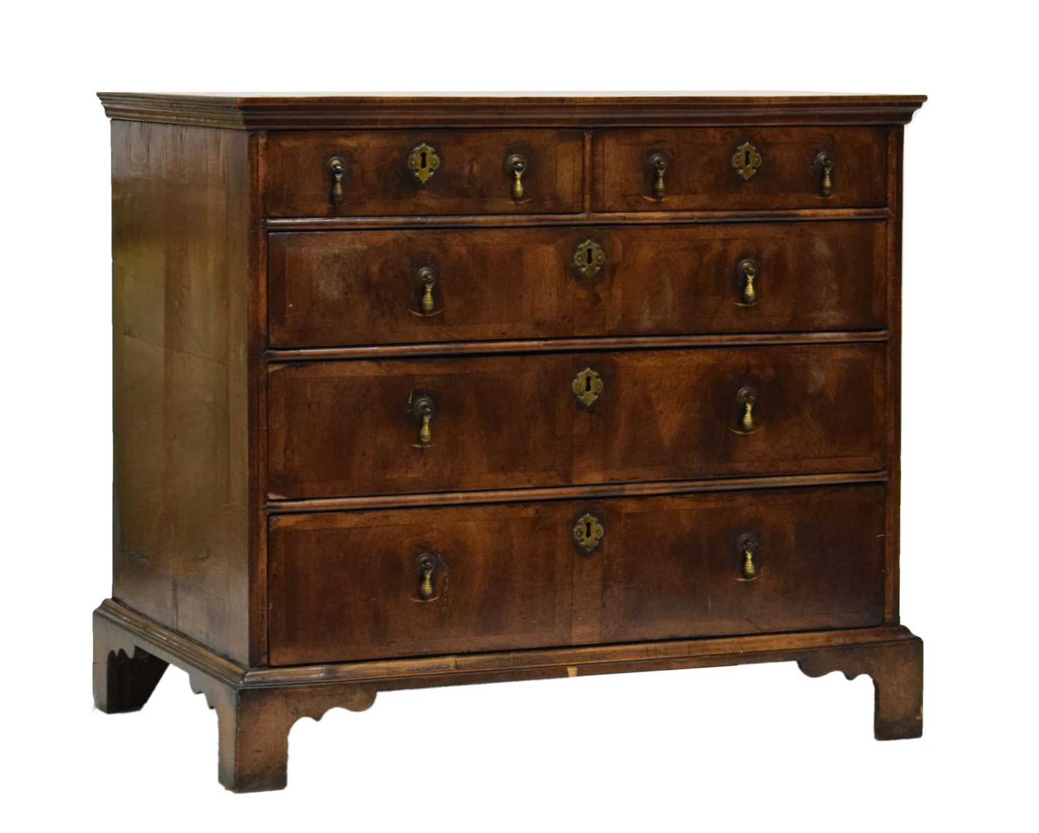 Lot 632 - Early 18th century walnut chest of drawers