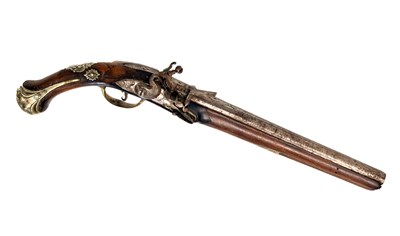 Lot 374 - Continental 38 bore flintlock holster pistol, 18th century