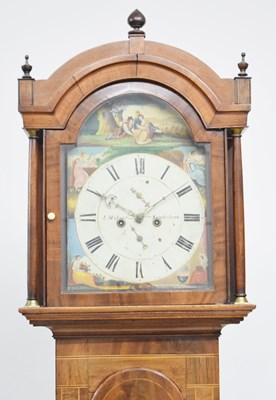 Lot 733 - Early to mid 19th century mahogany-cased 8-day painted dial longcase clock, J. Milner, Sunderland