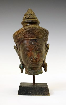 Lot 459 - South East Asian bronzed alloy bust of Buddha Amitabha