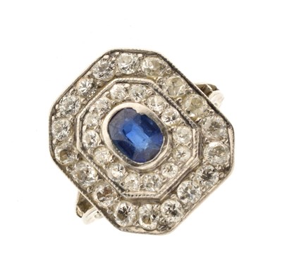 Lot 127 - Sapphire and diamond panel ring