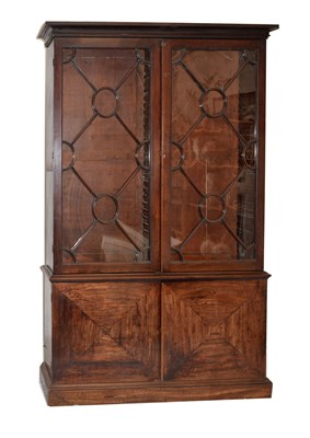 Lot 82 - Early to mid 19th century mahogany Estate-made bookcase on cabinet
