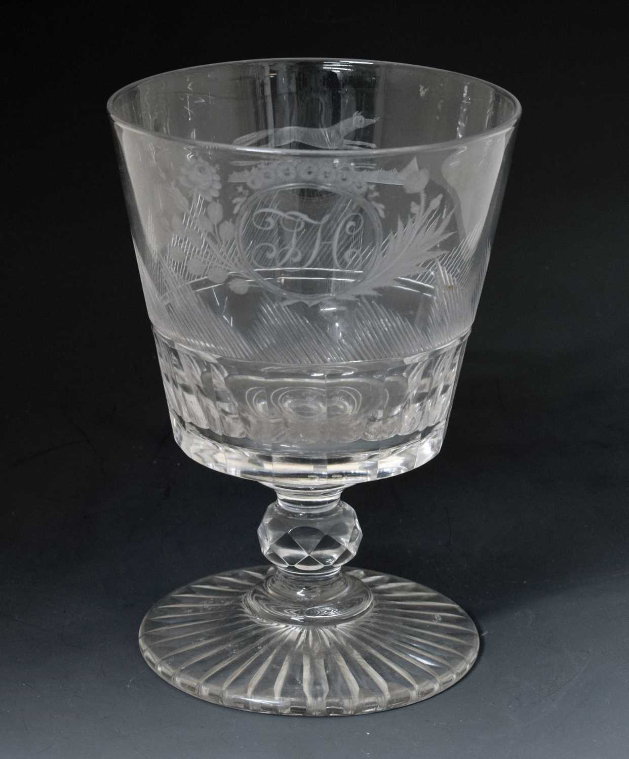 Lot 51 - Early 19th century engraved glass rummer