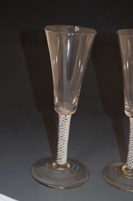 Lot 47 - Pair of opaque twist wine or cordial glasses
