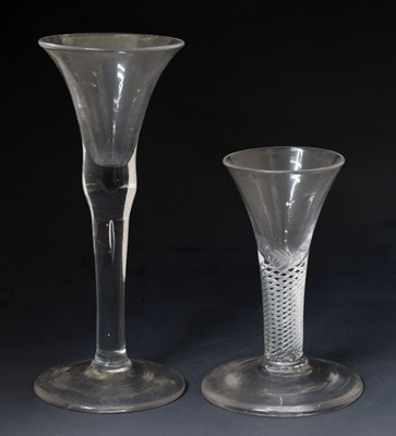 Lot 49 - 18th century wine or cordial glass and air twist glass (2)