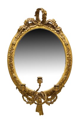 Lot 72 - 19th century giltwood and gesso girandole wall mirror