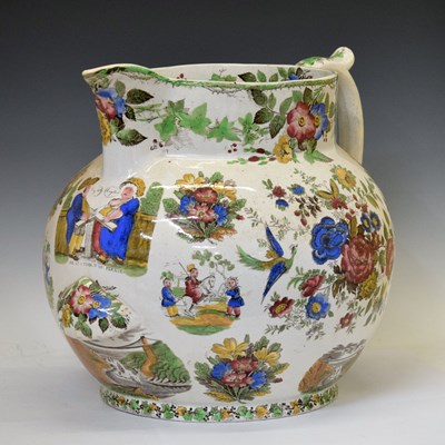 Lot 59 - Bristol Interest - Monumental Victorian transfer-printed pottery jug