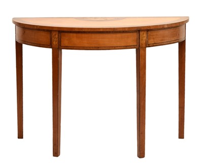 Lot 84 - George III satinwood and mahogany demi-lune side table