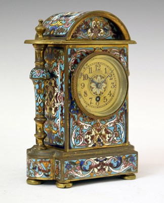 Lot 70 - Late 19th century French brass and champlevé enamel mantel clock