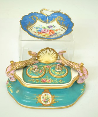 Lot 57 - 19th century ceramic inkstand and Le Tallec dish (2)