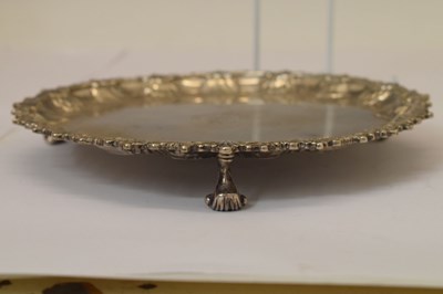 Lot 33 - Victorian silver salver or card tray with rococo-style border
