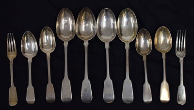 Lot 230 - Quantity of silver Fiddle pattern flatware