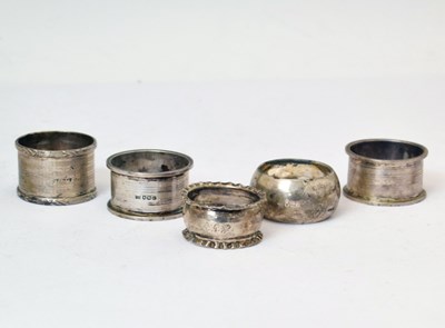 Lot 205 - Five silver napkin rings