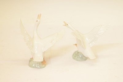 Lot 399 - Five Lladro porcelain swans