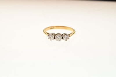 Lot 14 - Diamond three-stone ring, stamped '18ct'