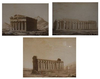 Lot 528 - Group of prints - classical temples and two pencil studies