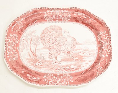 Lot 594 - Spode red and white turkey platter