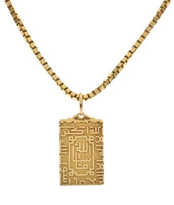 Lot 119 - Ingot style pendant with Koran/Qur'an script