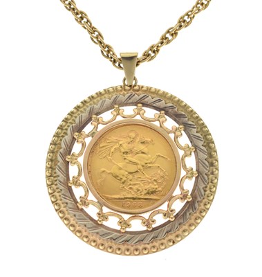 Lot 141 - Elizabeth II 1968 sovereign in 9ct gold pendant mount