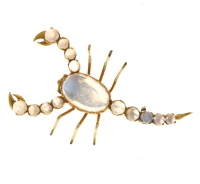 Lot 143 - Moonstone set scorpion brooch