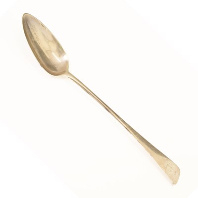 Lot 125 - George III silver basting spoon, sponsors mark of Peter, Anne and William Bateman