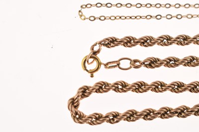 Lot 46 - Three gold and yellow metal chains