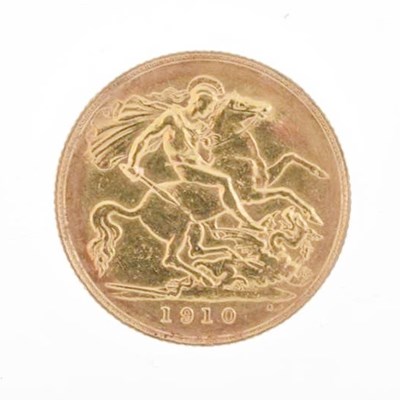 Lot 303 - Edward VII gold half sovereign, 1910