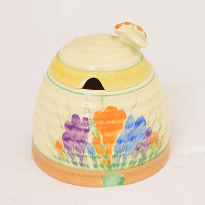 Lot 591 - Clarice Cliff 'Autumn Crocus' honey pot