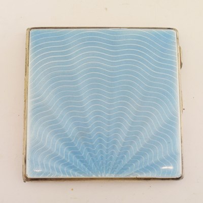 Lot 249 - George V silver and blue guilloche enamel cigarette case