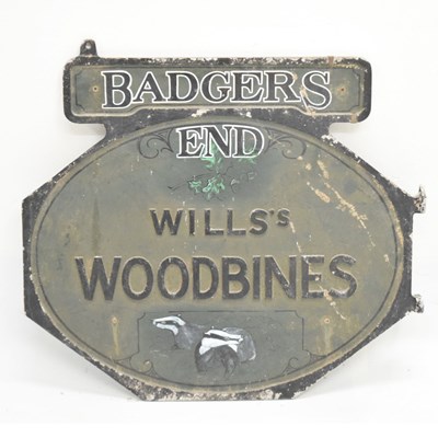 Lot 405 - Large cast iron 'Badgers End Will's Woodbine' advertising sign