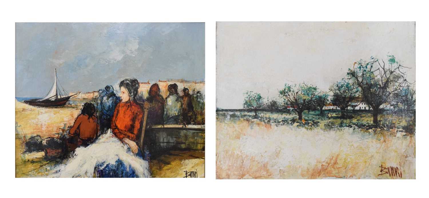 Lot 532 - Manuel Monton Bunuel – Oil on canvas – French costal scene, and one other