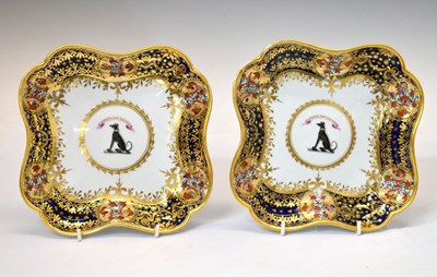 Lot 403 - Pair of Chamberlains Worcester armorial porcelain dishes