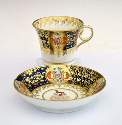 Lot 402 - Chamberlain Worcester armorial porcelain cup and saucer