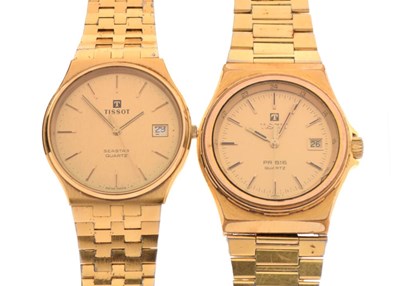 Lot 85 - Tissot - Two gentleman's gold-plated wristwatches - Seastar quartz and PR 516 (2)