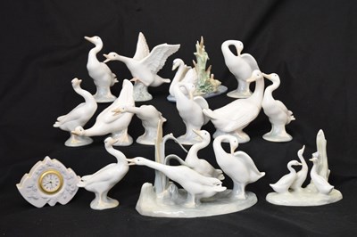 Lot 285 - Lladro - Quantity of porcelain geese figures