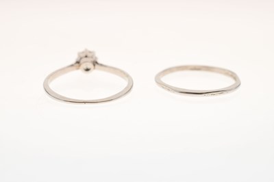 Lot 68 - Single stone diamond ring and wedding band