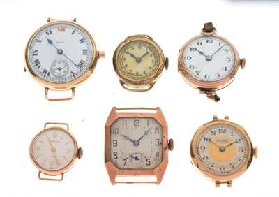 Lot 101 - Four lady's 9ct gold watch heads, 47g gross approx