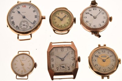 Lot 101 - Four lady's 9ct gold watch heads, 47g gross approx