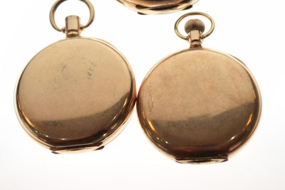 Lot 93 - Two gold-plated open face pocket watches and two cases