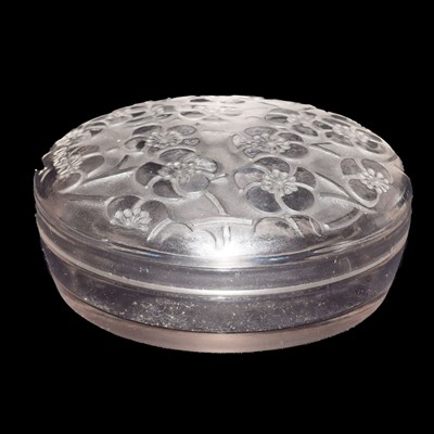 Lot 533 - Lalique circular lidded box with Floral decoration