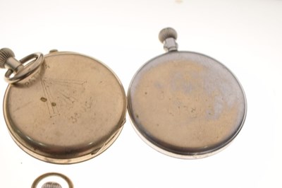 Lot 91 - Four Military white dial open face GSTP pocket watches