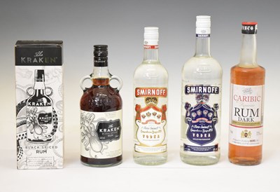 Lot 521 - Smirnoff Vodka, Kraken Black Spiced Rum, and Caribic Dark Rum